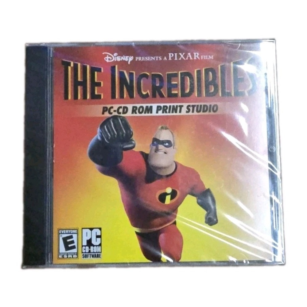 VTG The Incredibles PC-CD ROM Print Studio Disney Pixar Win 98/Me/XP Sealed New